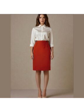 vintage Braemer hundred percent wool vibrant, red pencil skirt size 14